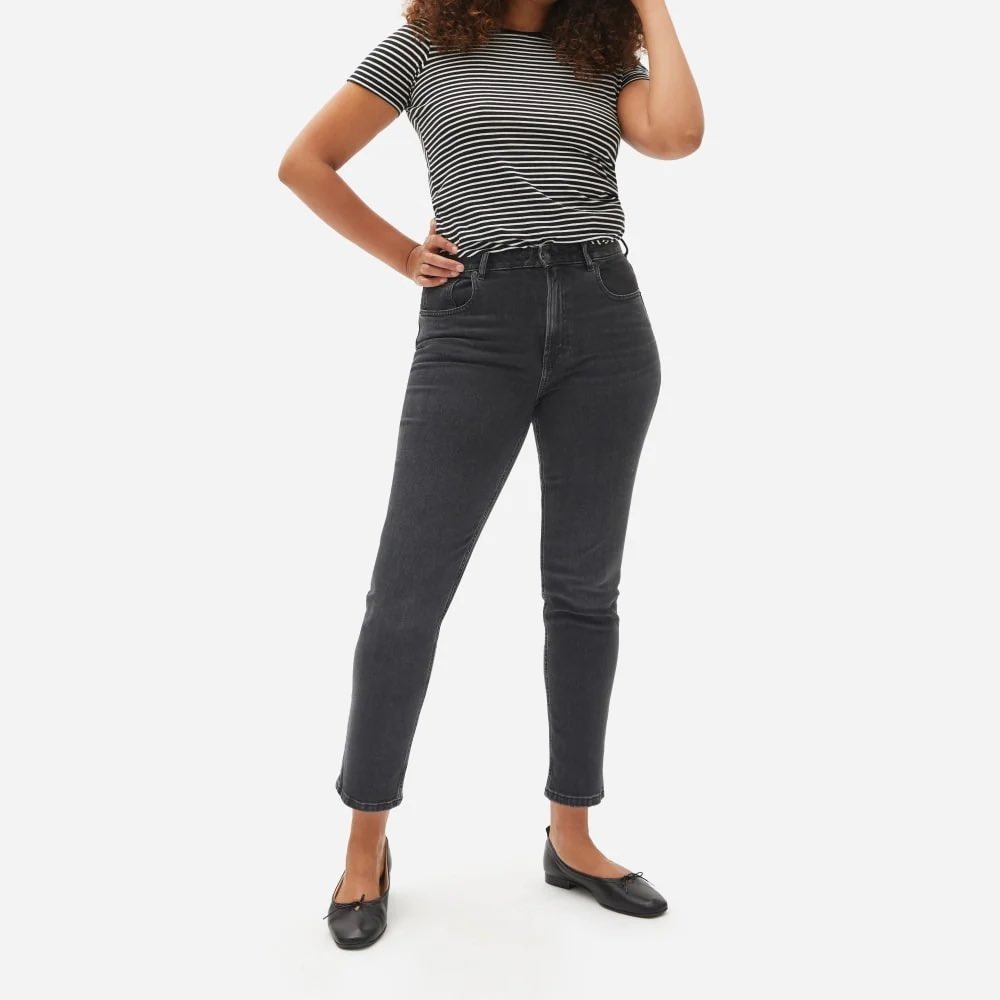 Everlane The Curvy Cheeky Jean Washed Black High‎ Rise Tapered Size 28 Regular